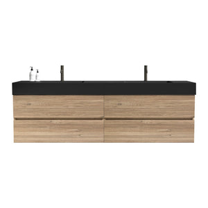 English Elm Galan 72 Inch Double Sink Vanity Fluted Wood Quartz Top Freestanding Bathroom Cabinet W1865S00169