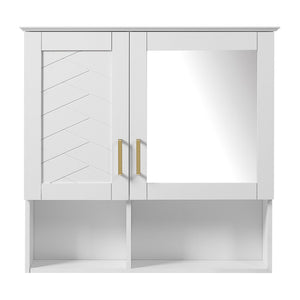 English Elm 2-in-1 Matte Wall Mounted Medicine Cabinet Soft Close Mirror Storage for Bathroom Vanity White N710P389456K