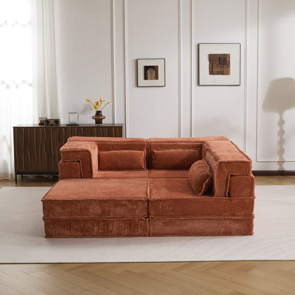 English Elm Compression Modular Sofa Bed – Cozy, Versatile 3-Seater With Ottoman, Soft Fleece, No Assembly Needed! W3723S00022