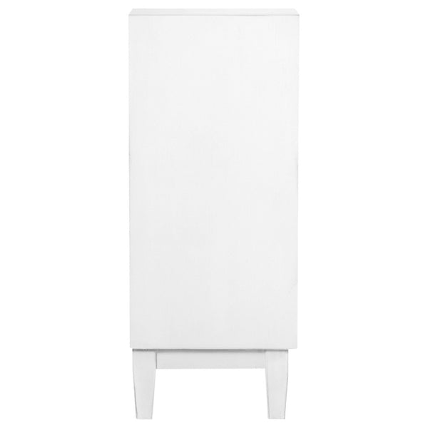 English Elm Carillon Honeycomb Relief White Accent Cabinet with Sculptural Doors for Entryway Storage B062P441318