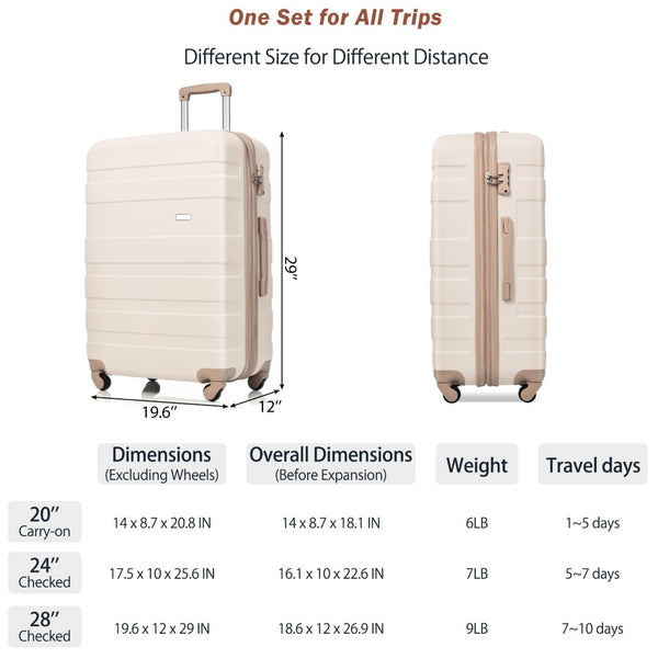 English Elm Luggage 4 Piece Expandable Abs Hard Shell Set with Spinner Wheels and Tsa Lock N726P218516R