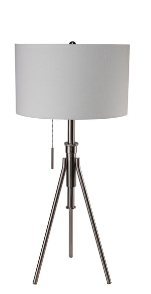 English Elm 32-37"H Adjustable Tripod Table Lamp with Soft White Fabric Shade, Brushed Nickel Base & Pull-Chain Light B080P236820