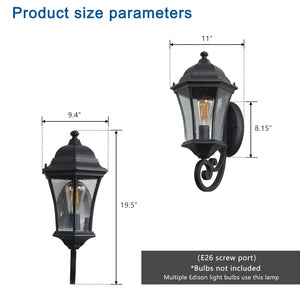 English Elm 1-Pack Vintage Wall-Mounted Outdoor Lantern Light - Matte Black Rustproof Sconce with Bubble Glass, E26 Compatible, Weatherproof W2312P368730
