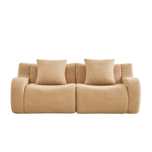 English Elm Soft Teddy Fabric Boneless Sofa with Plush Curved Arms, No Assembly, High-Density Comfort, Anti-Slip Stability Camel W714P357216