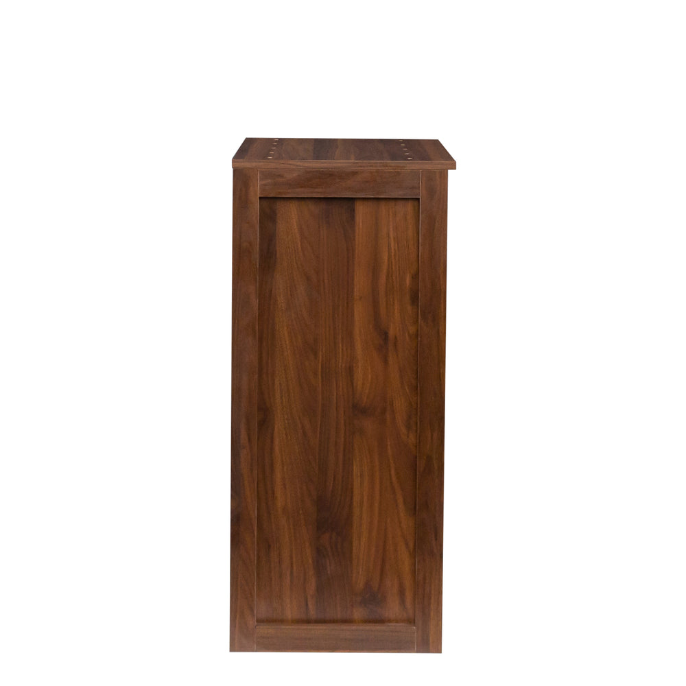 English Elm Brown walnut modular wine bar cabinet with hutch and shelves for dining room storage display W331P282805