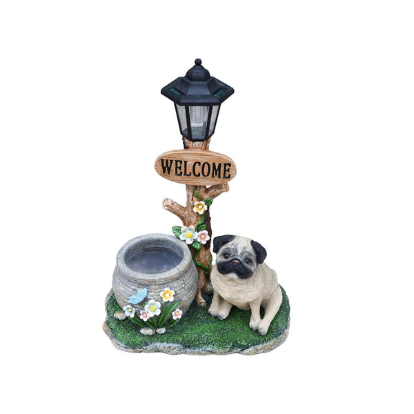 English Elm Schnauzer Solar Led Resin Planter Statue Outdoor Garden Accent for Patio Decor W5398P464252