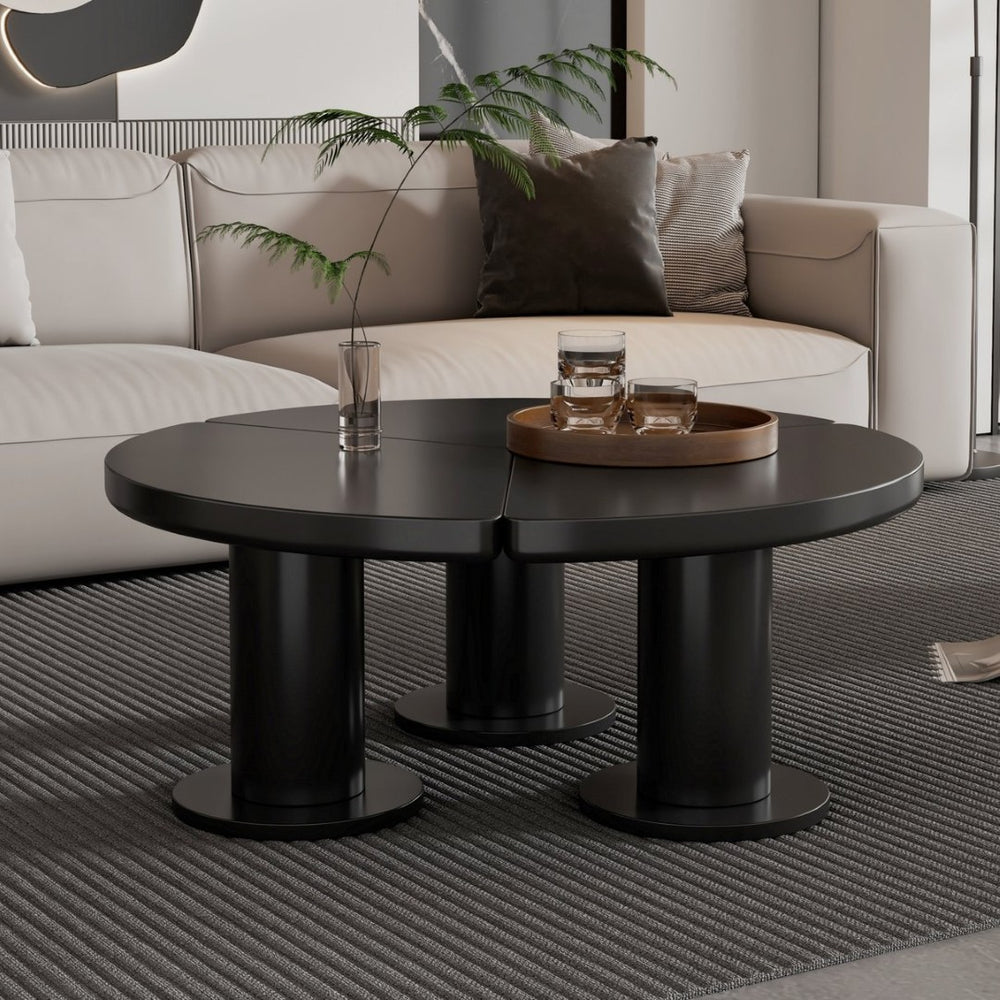 English Elm On-Trend 39.4'' Petal-Shaped Coffee Table - Minimalist Cream Center Table With Sturdy Three Legs N721P190396B-GIGA