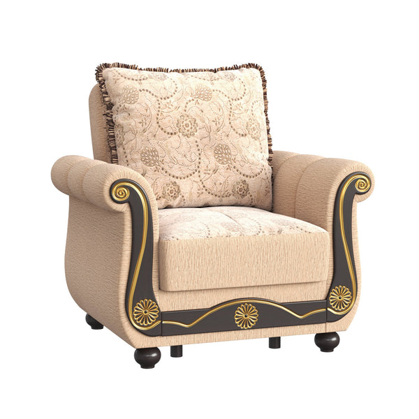 English Elm PrimeNest Concorde Collection Upholstered Convertible Armchair with Storage – Chenille Comfort Seat, Quick-Convert Sleeper Beige,Black+Gold B030P286213