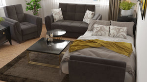 English Elm PrimeNest NimbusFlow Collection Upholstered Convertible Loveseat with Storage, Sleeper, Chenille Comfort Brown B030P281736