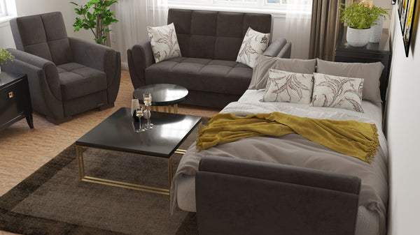 English Elm PrimeNest NimbusFlow Collection Upholstered Convertible Loveseat with Storage, Sleeper, Chenille Comfort Brown B030P281736