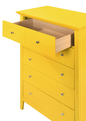 English Elm Hammond G5402-CH Chest in Vibrant Yellow — 48"H Dovetailed Drawers, Nickel Hardware, Compact Storage B078108297
