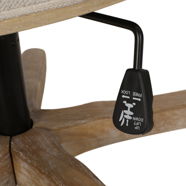 English Elm Christopher Knight Home® - SWIVEL&LIFT Modern Rollback Office Chair with Vertical Channel Stitching, Rubberwood Frame & Casters Beige+Natural 71885.00FBGENTL