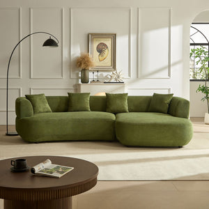 English Elm 110.63 Inch Quilted Polyester Curved Sectional Four Seat Modular Sofa for Living Room W2582S00186