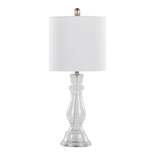 English Elm Bishop 24" Contemporary Seeded Glass Table Lamp Set of 2 with Brushed Nickel Base and White Linen Shade Clear B202P224033