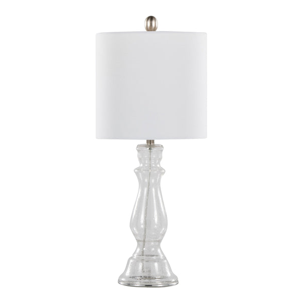 English Elm Bishop 24" Contemporary Seeded Glass Table Lamp Set of 2 with Brushed Nickel Base and White Linen Shade Clear B202P224033