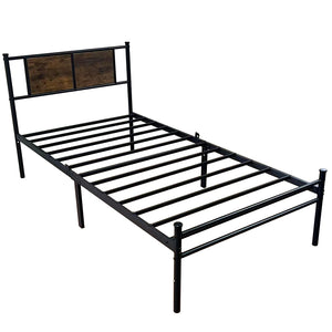 English Elm Twin Platform Bed with Wood Headboard Steel Frame No Box Spring Guest Room W3286P308613
