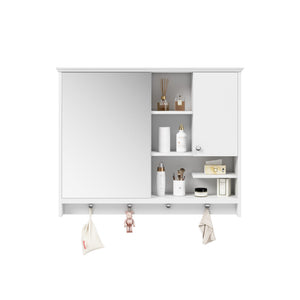 English Elm 36 Inch Wall Mounted Medicine Cabinet with HD Mirror, Adjustable Shelves, Towel Hooks, Modern Style White N710P254924K
