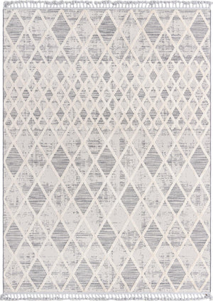 Unique Loom Arlo Cy Machine Made Tribal Rug Gray, Ivory 9' 0" x 12' 2"