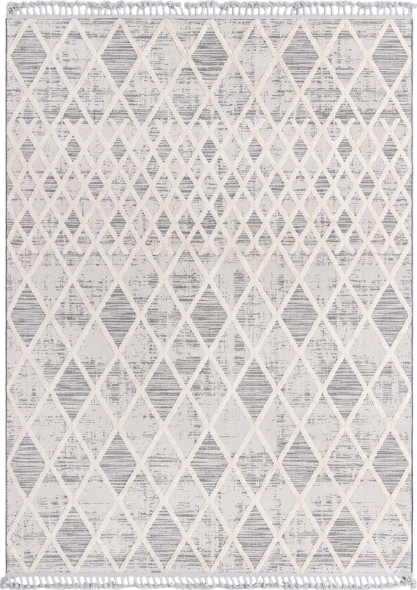 Unique Loom Arlo Cy Machine Made Tribal Rug Gray, Ivory 9' 0" x 12' 2"