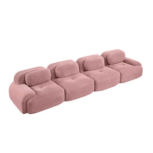 English Elm 4-seat Modular Corduroy Sectional with High-resilience Foam Pet Friendly Bedroom Sofa W714S01410