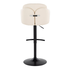 English Elm Dahlia Modern Adjustable Barstool Set Of 2 - Cream Faux Leather & Black Metal With 360° Swivel B202S00810