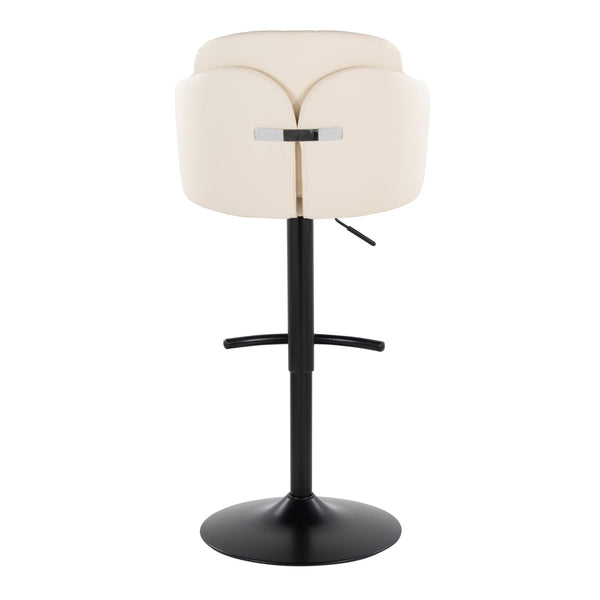 English Elm Dahlia Modern Adjustable Barstool Set Of 2 - Cream Faux Leather & Black Metal With 360° Swivel B202S00810