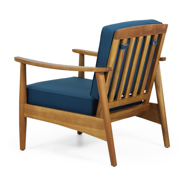 English Elm Christopher Knight Home® - Outdoor Acacia Wood Club Chair Teak with Dark Teal Cushion — Weather-Resistant, 400lb Capacity, Classic Slat Design 68624.00DT