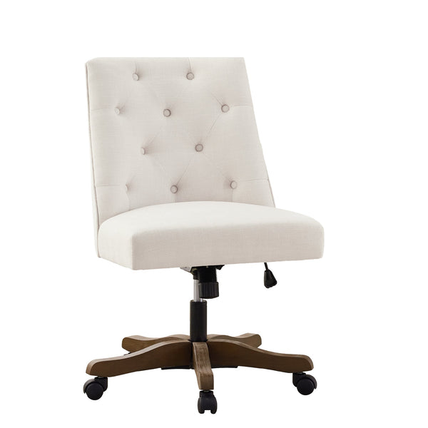 English Elm Upholstered Swivel Desk Chair with Chenille Fabric, Ergonomic Armless Office Seat, Adjustable Height, Durable 300lb Capacity Beige W2975P223169