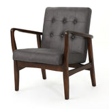 Christopher Knight Home® - Noble House - Marcola Mid Century Modern Microfiber Club Chair with Wood Frame, Slate and Dark Espresso