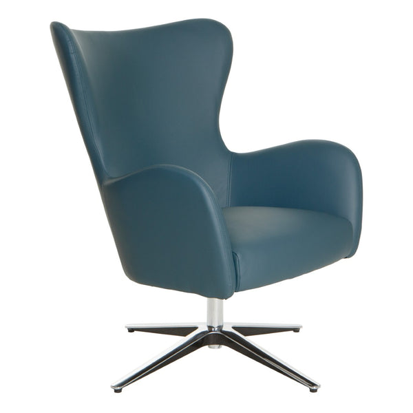 OSP Home Furnishings Wilma Worksmart Faux Leather High Back Swivel Chair with Polished Aluminum Base Blue LS5387AL-R105