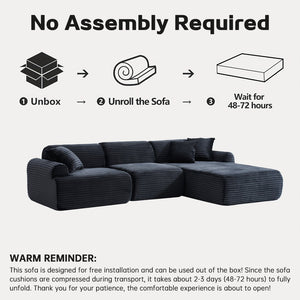 English Elm 105'' Modular Sectional with Woven Upholstery Washable Covers for Living Room W3565S00018