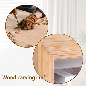 English Elm Rustic Farmhouse Console Table with Open Shelf Natural Wood Grain Entryway Accent W2729P270743
