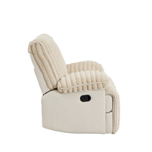 English Elm Manual Reclining Loveseat Corduroy Upholstered Wall Hugger Sofa with Cup Holders W3900P386105