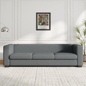 English Elm Christopher Knight Home® - BEIGE Solid Wood 3-Seater Sofa with USB Ports & Cup Holders, Plush High-Density Foam Comfort, Durable Frame Gray N770P283026G