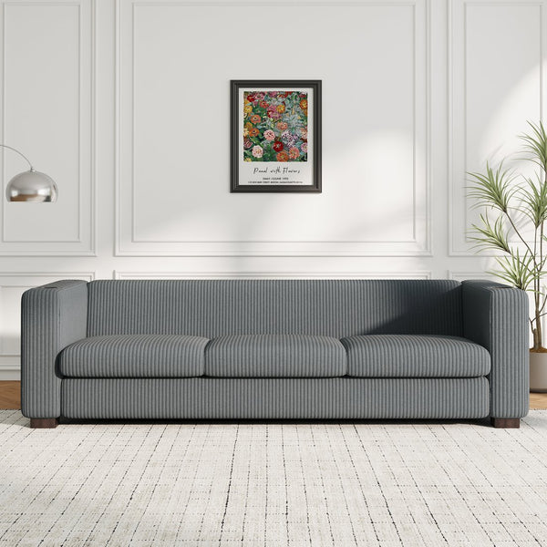 English Elm Christopher Knight Home® - BEIGE Solid Wood 3-Seater Sofa with USB Ports & Cup Holders, Plush High-Density Foam Comfort, Durable Frame Gray N770P283026G