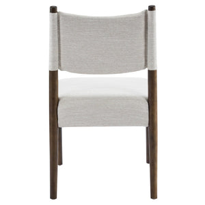 English Elm Mid-century Modern Linen Blend Dining Chairs Rubberwood Legs Sculptural Backrest Set of 2 Beige,Walnut N768P442401W