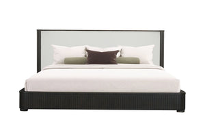 English Elm Clayten Upholstered Eastern King Bed Linen Headboard Espresso Wood Bedroom Frame B2756S00018