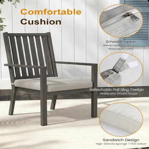 English Elm Set of 4 Outdoor Aluminum Dining Chairs Wood Grain Texture Waterproof Cushioned Patio Gray B082P455142