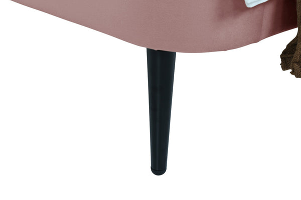 English Elm Twin Velvet Upholstered Bed with Arched Headboard and Sleek Metal Legs for Bedroom Pink+Black B365S00152