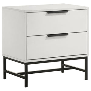 English Elm Yountville White 2-Drawer Nightstand with Bold Black Accents — Modern Bedside Table, Sleek Storage and Contrast Design B062P299794