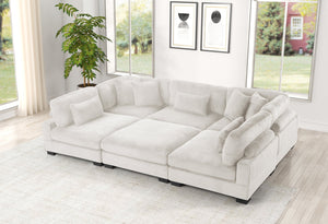 English Elm Bentley U-Shaped Modular Sectional In Cream Corduroy - Stylish Comfort With Customizable Layout Options B009S01573
