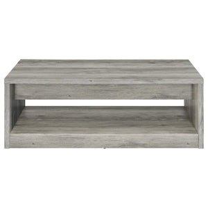 English Elm Nuberg Driftwood Gray Living Room Coffee and End Table Set with Storage Shelves B062S01520