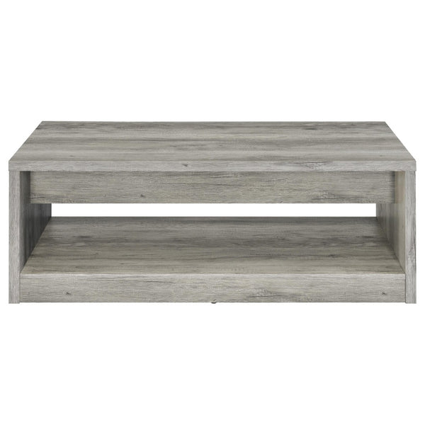 English Elm Nuberg Driftwood Gray Living Room Coffee and End Table Set with Storage Shelves B062S01520