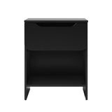 Black Nightstand with Drawer & Cubby - Modern Design, Easy Assembly - 18.88 x 15.63 x 24.38