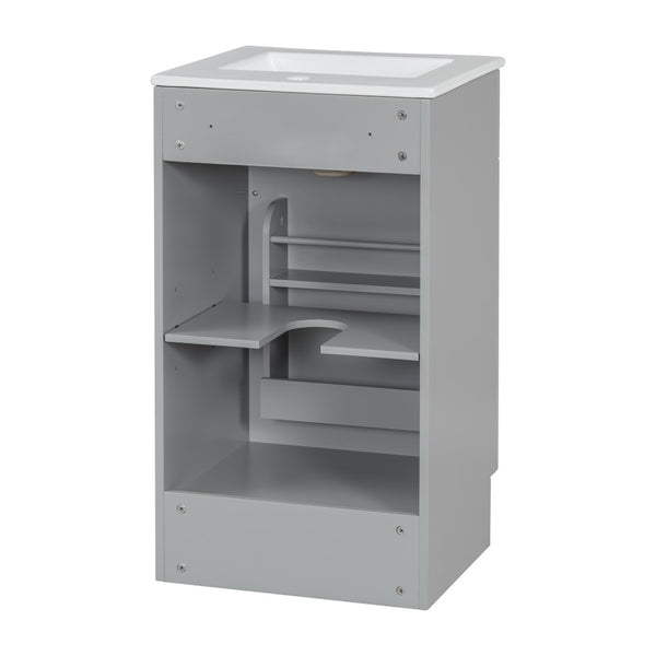 English Elm [video] Compact Sage Green Bathroom Vanity with Ceramic Sink Soft Close Cabinet Grey N759P237932E