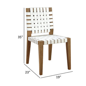 English Elm Rux Woven Faux Leather Dining Chairs Set of 2 Rubberwood Farmhouse Seating B056P416851