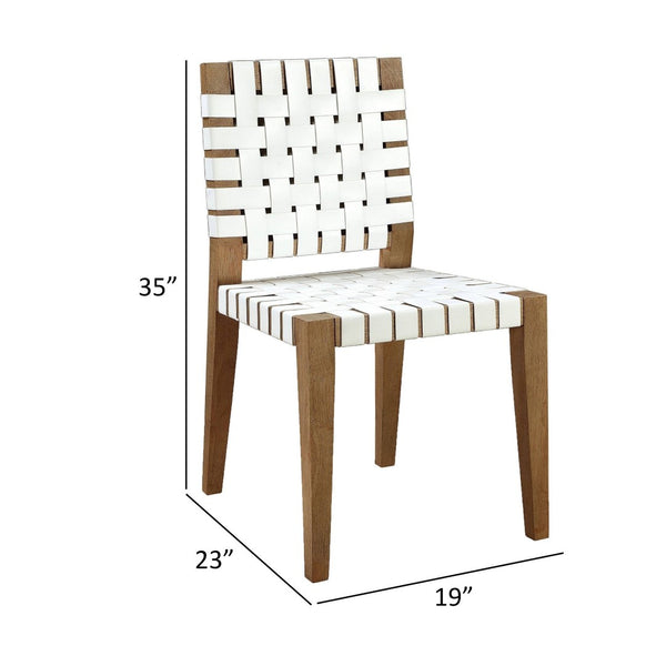 English Elm Rux Woven Faux Leather Dining Chairs Set of 2 Rubberwood Farmhouse Seating B056P416851