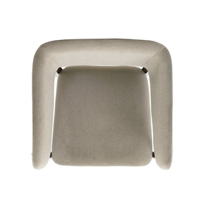 English Elm Blake Solid Beech Frame Faux Mohair Armchair with Sculptural Wraparound Backrest, Commercial Grade Comfort Natural B365P397792