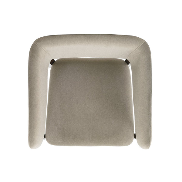 English Elm Blake Solid Beech Frame Faux Mohair Armchair with Sculptural Wraparound Backrest, Commercial Grade Comfort Natural B365P397792