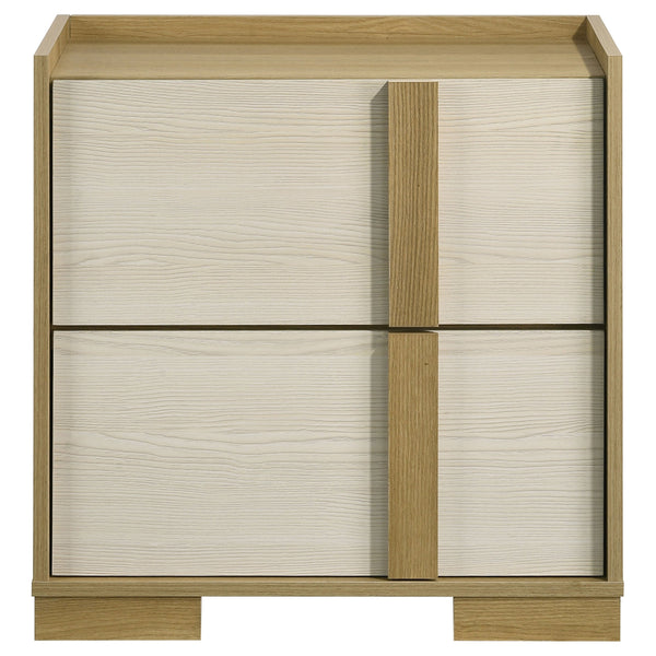 English Elm Lincoln Natural Two-Drawer Nightstand — Tidy Bedside Storage, Two-Tone Finish, Water-Resistant Surface B062P378405
